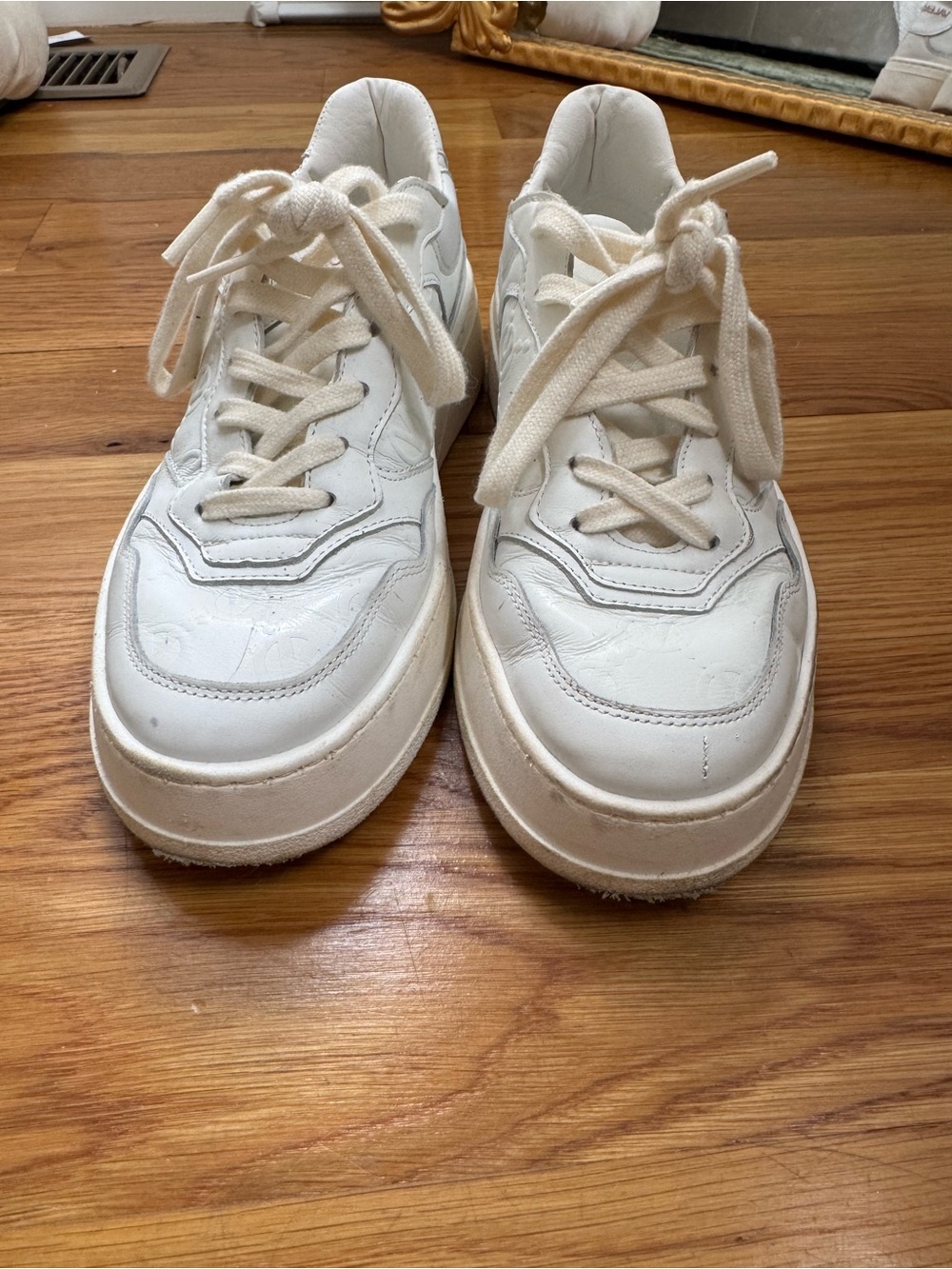 Valentino White Leather Platform Sneakers with Cream Laces - Picture 7 of 11